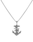 Silver Pirate Anchor pendant with jared chain