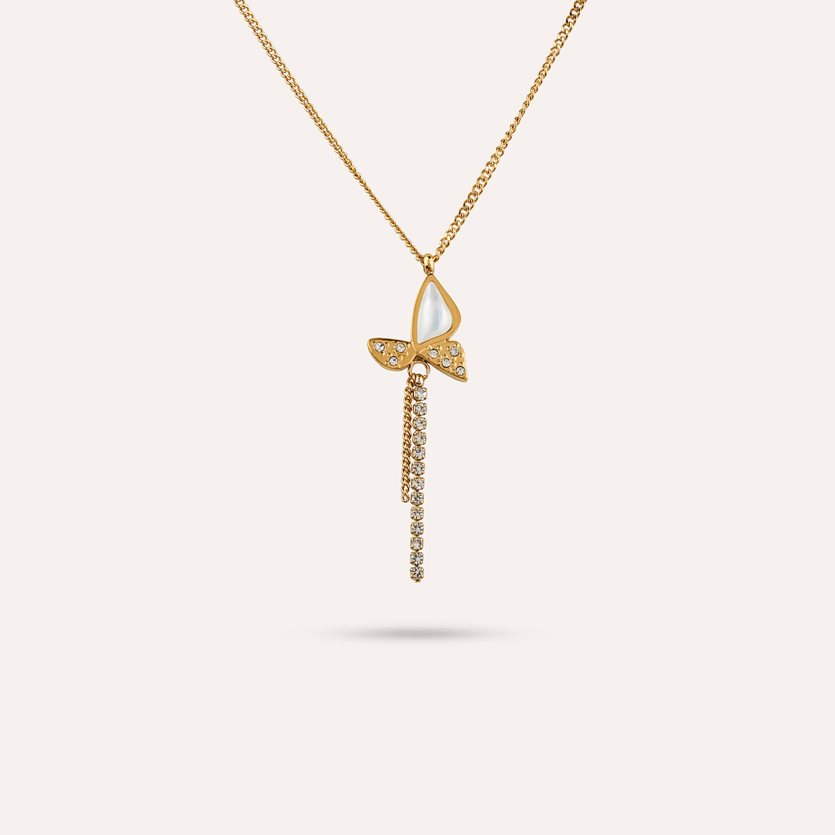 Ala Pendant Necklace | Butterfly and Bar Gold-Tone