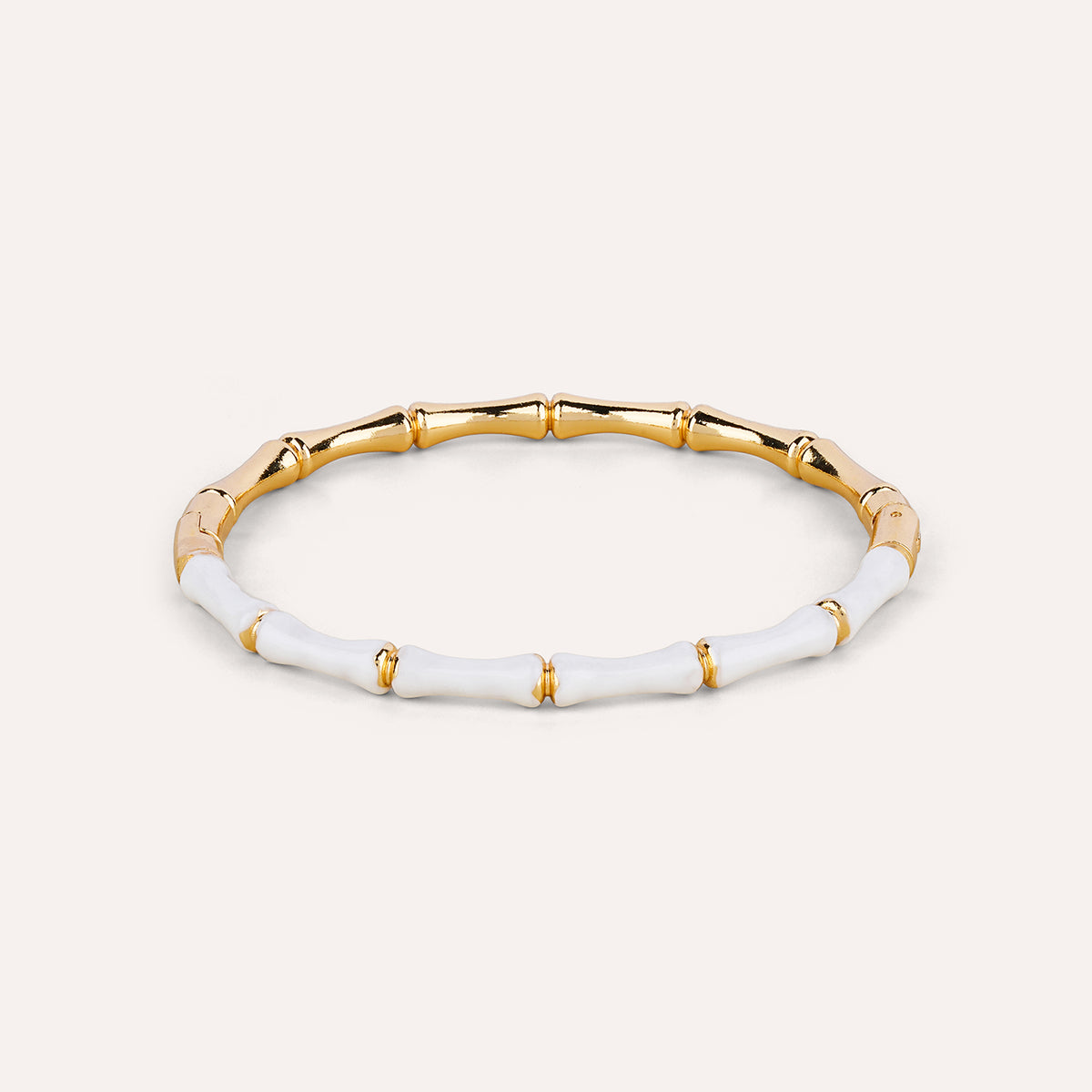 Bambu Bangle | White Enamel Gold-Tone Band