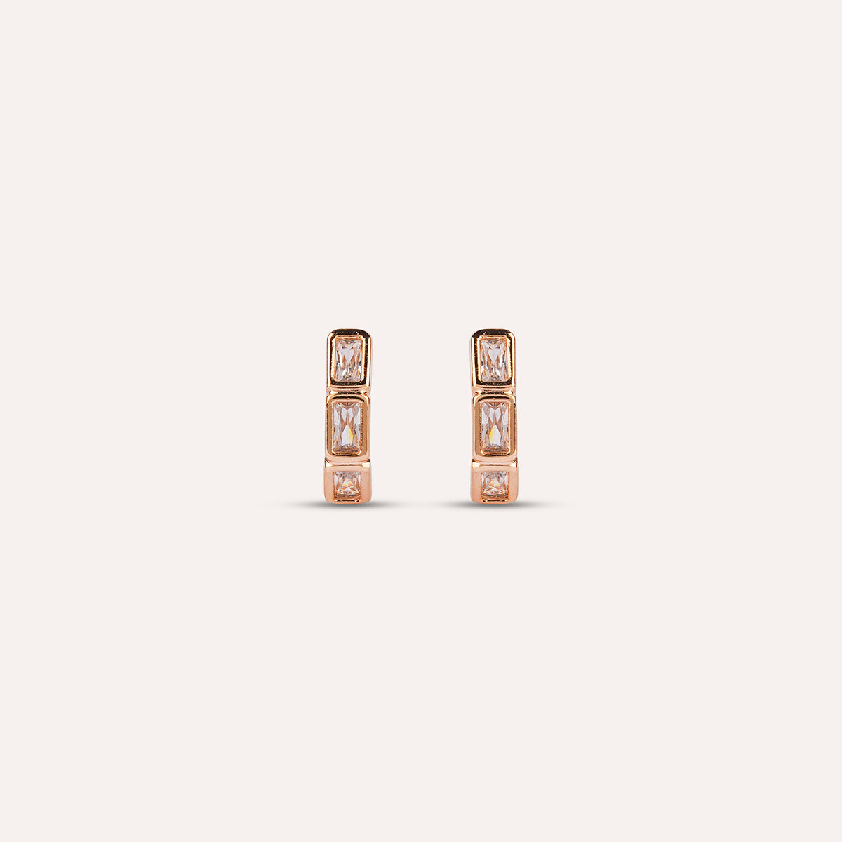 Barra Huggies | Baguette Stone Gold-Tone Earrings