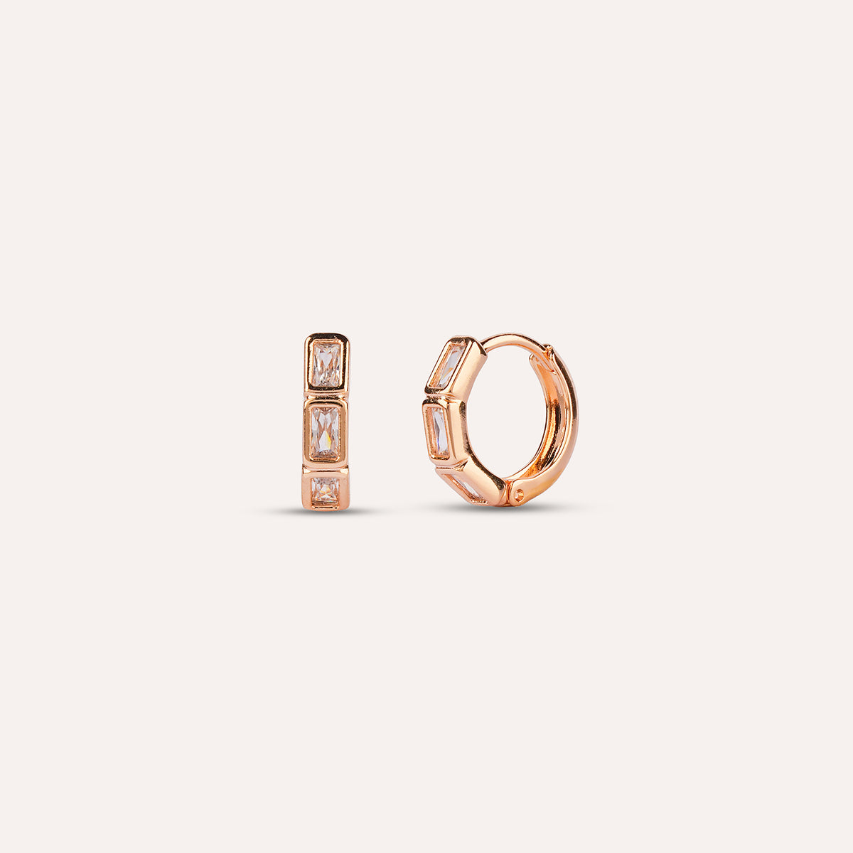 Barra Huggies | Baguette Stone Gold-Tone Earrings