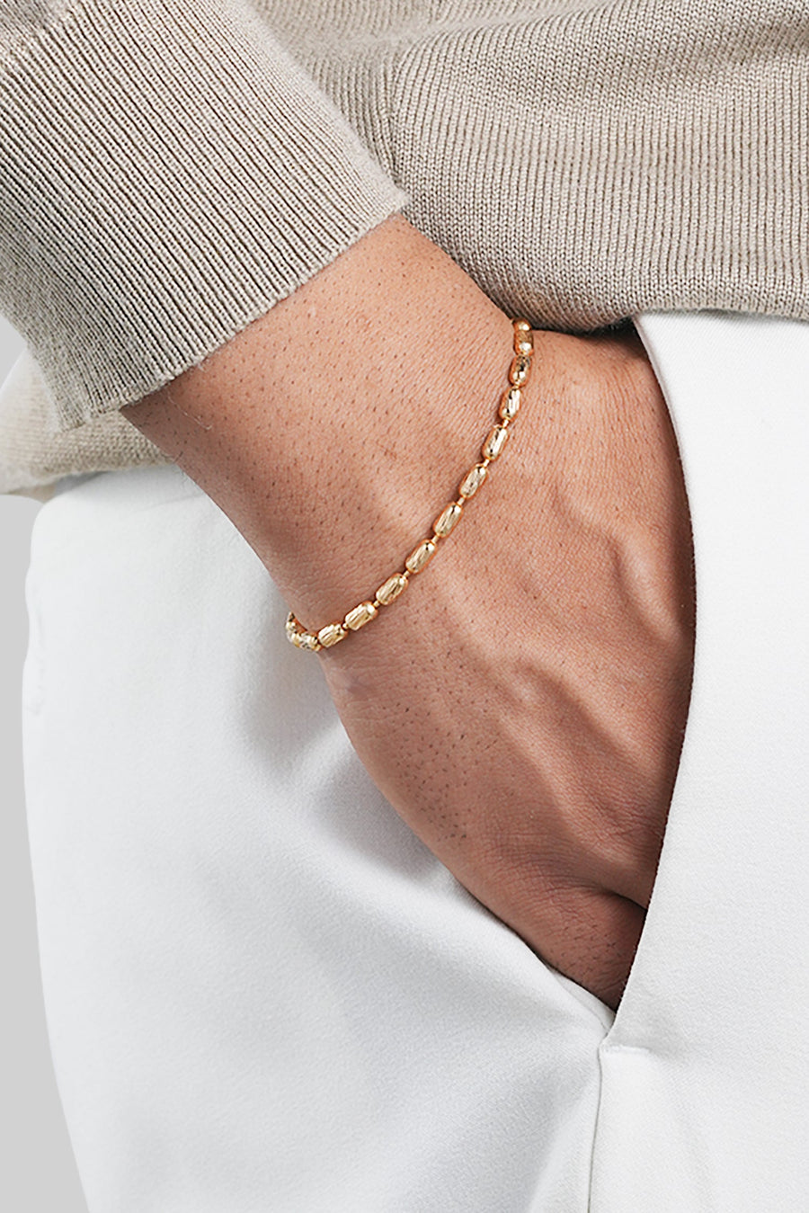 Men's Barrel Bracelet | 18K Thick Gold-Plated
