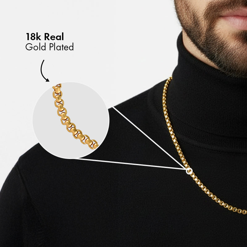Box Chain for Men | 18K Gold-Plated Everyday Link | Black Mamba – HOUSE ...