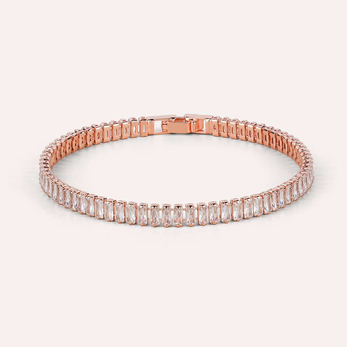 Brina Tennis Bracelet | Baguette Stone Rose Gold-Tone