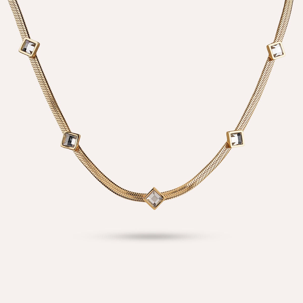 Cobalt Chain Necklace | Square Stone Herringbone