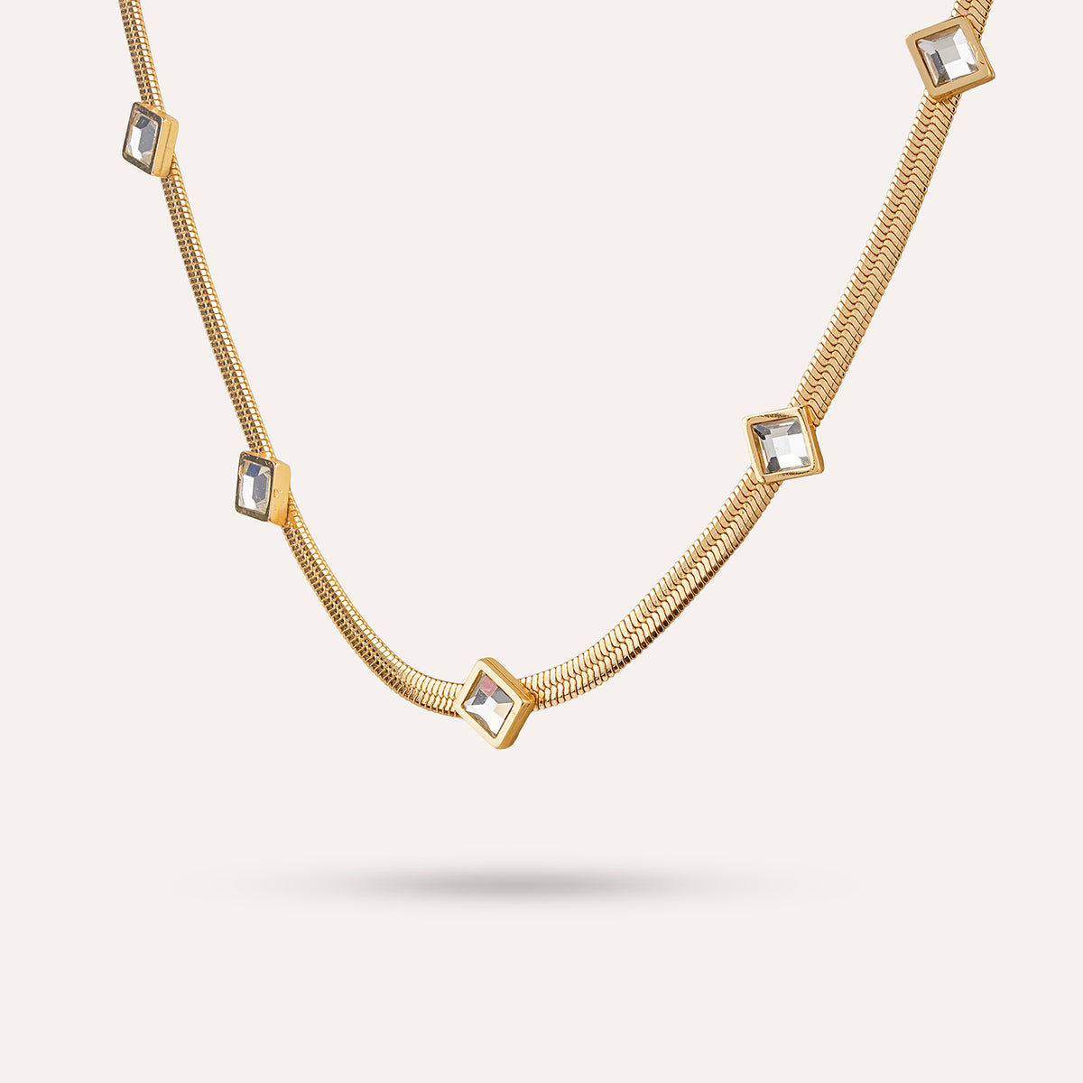 Cobalt Chain Necklace | Square Stone Herringbone