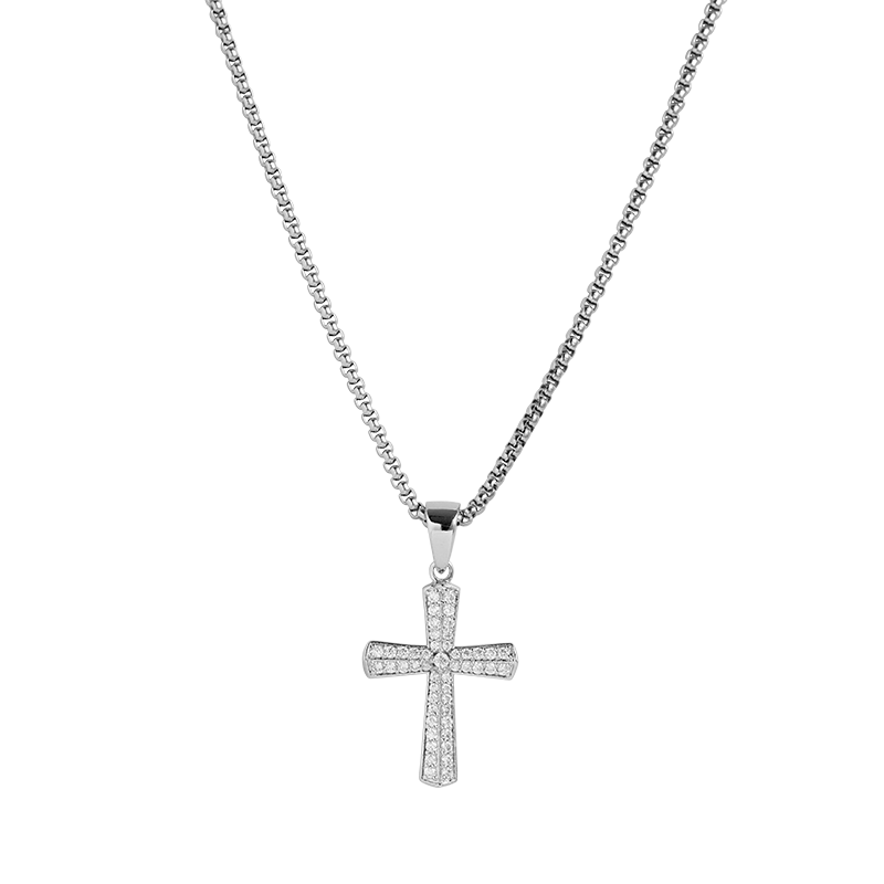 Iced Out Cross Pendant with 22" Chain