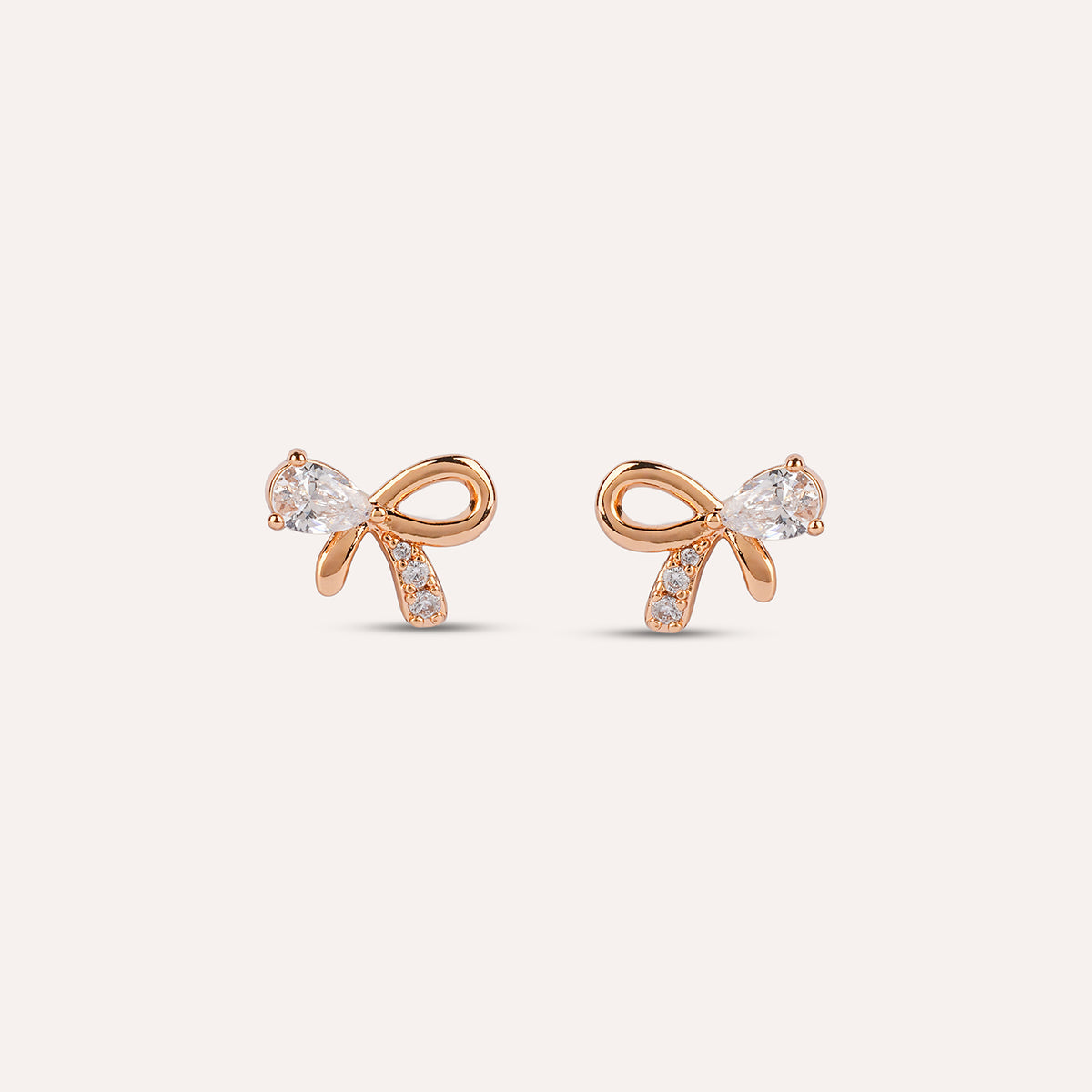 Dolce Studs | Pave Bow Rose Gold-Tone Earrings
