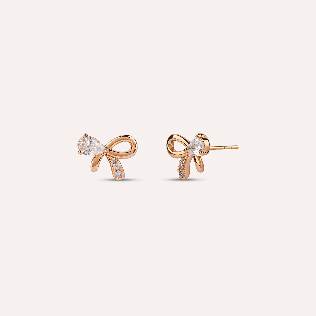 Dolce Studs | Pave Bow Rose Gold-Tone Earrings