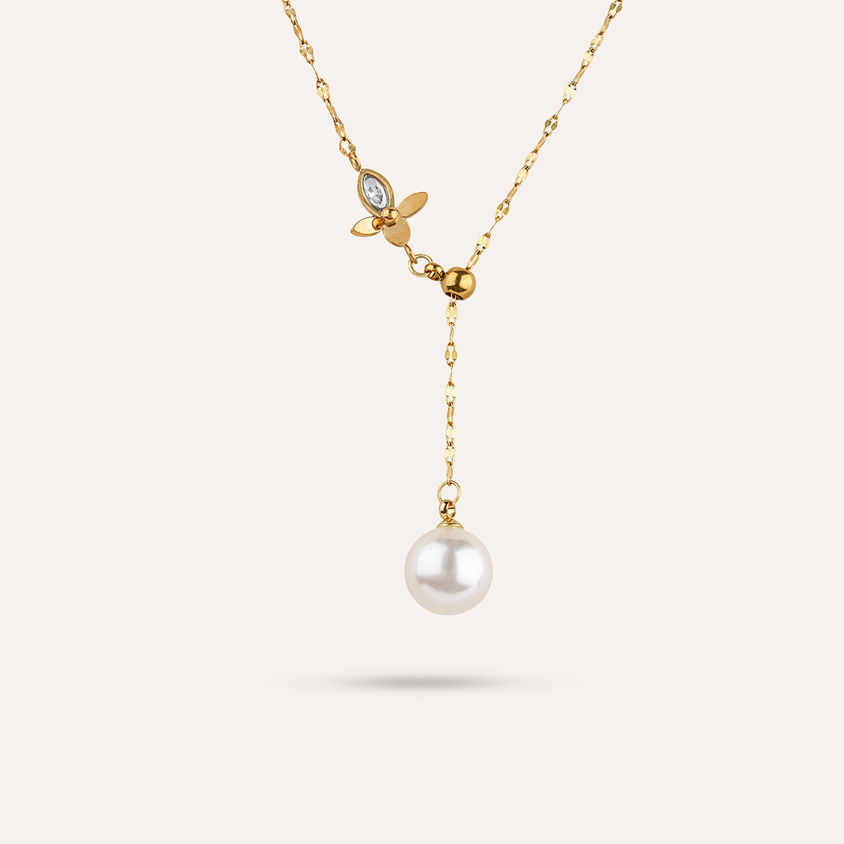 Dorato Pendant Necklace | Flower and Pearl Bead Drop