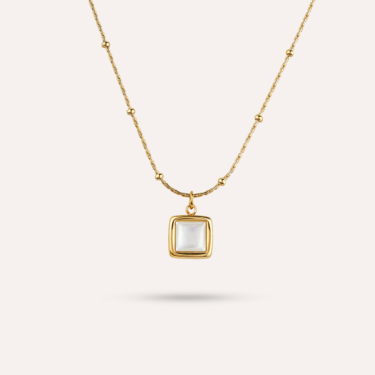 Elba Pendant Necklace | Square Stone Gold-Tone Chain