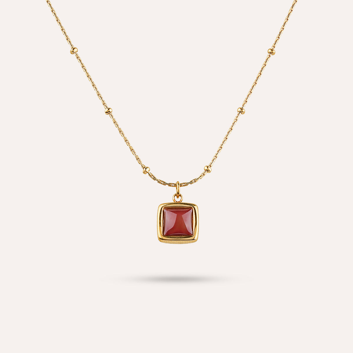 Elba Pendant Necklace | Square Stone Gold-Tone Chain
