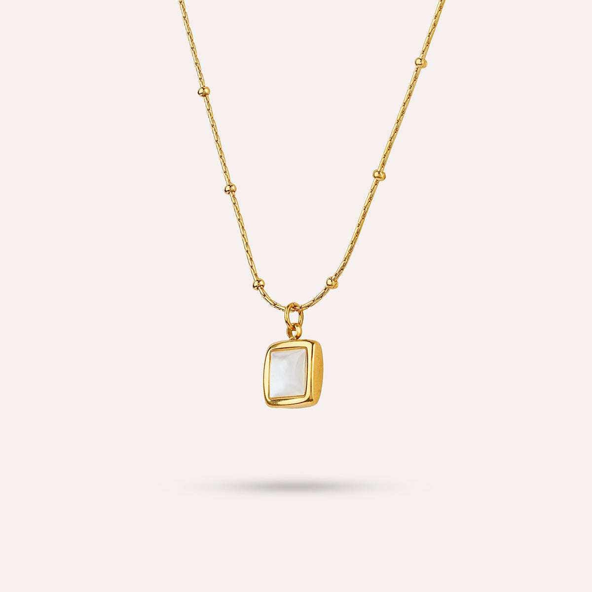 Elba Pendant Necklace | Square Stone Gold-Tone Chain