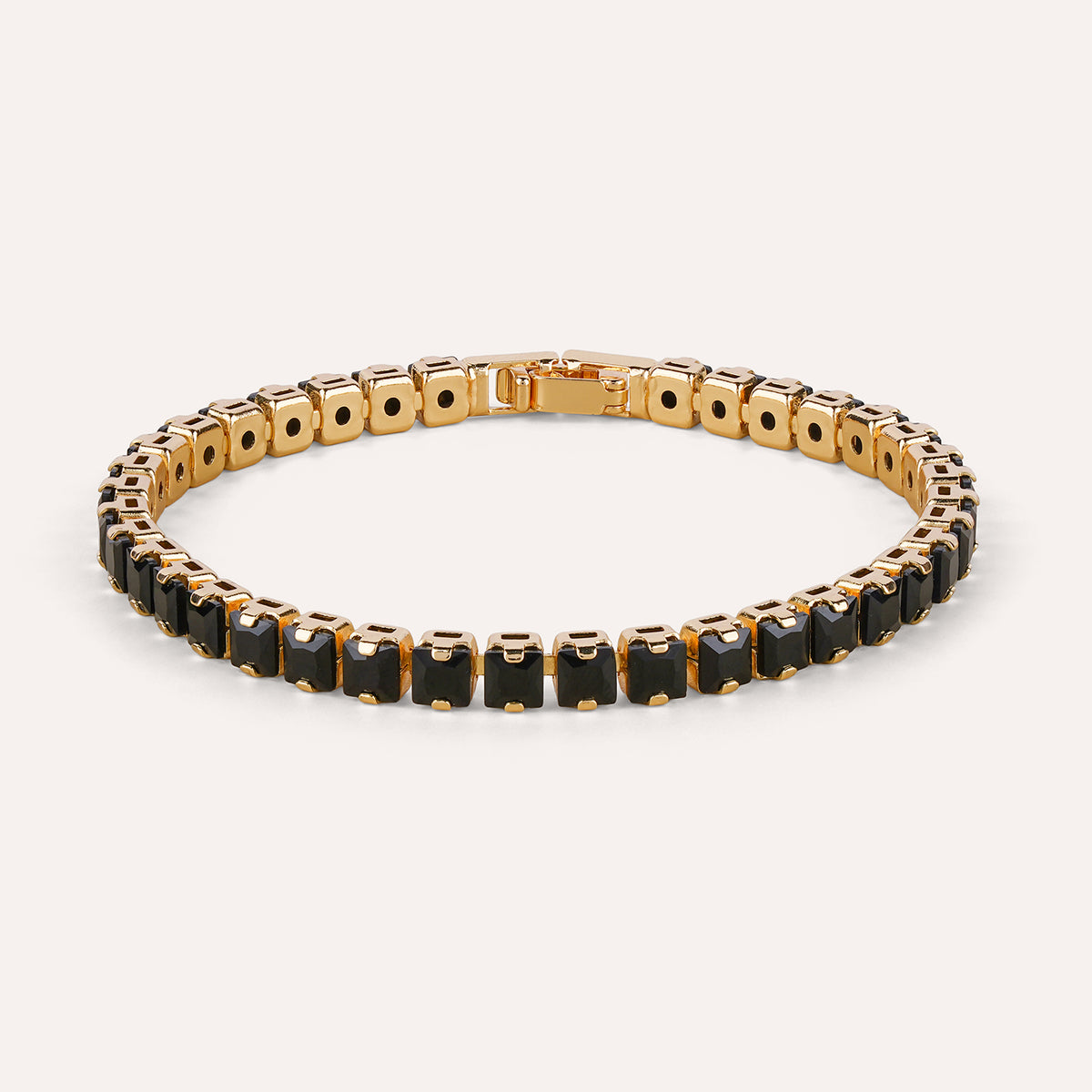 Fumo Tennis Bracelet | Black Cushion Gold-Tone