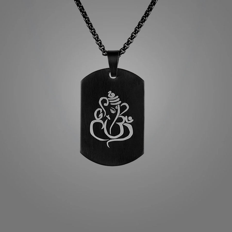 Ganeshji Carved Tag Necklace