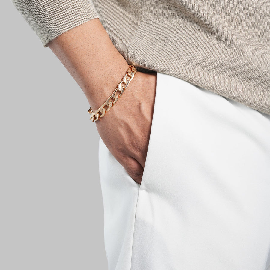 Men's Hammered Link Bracelet | 18K Premium Gold-Plated