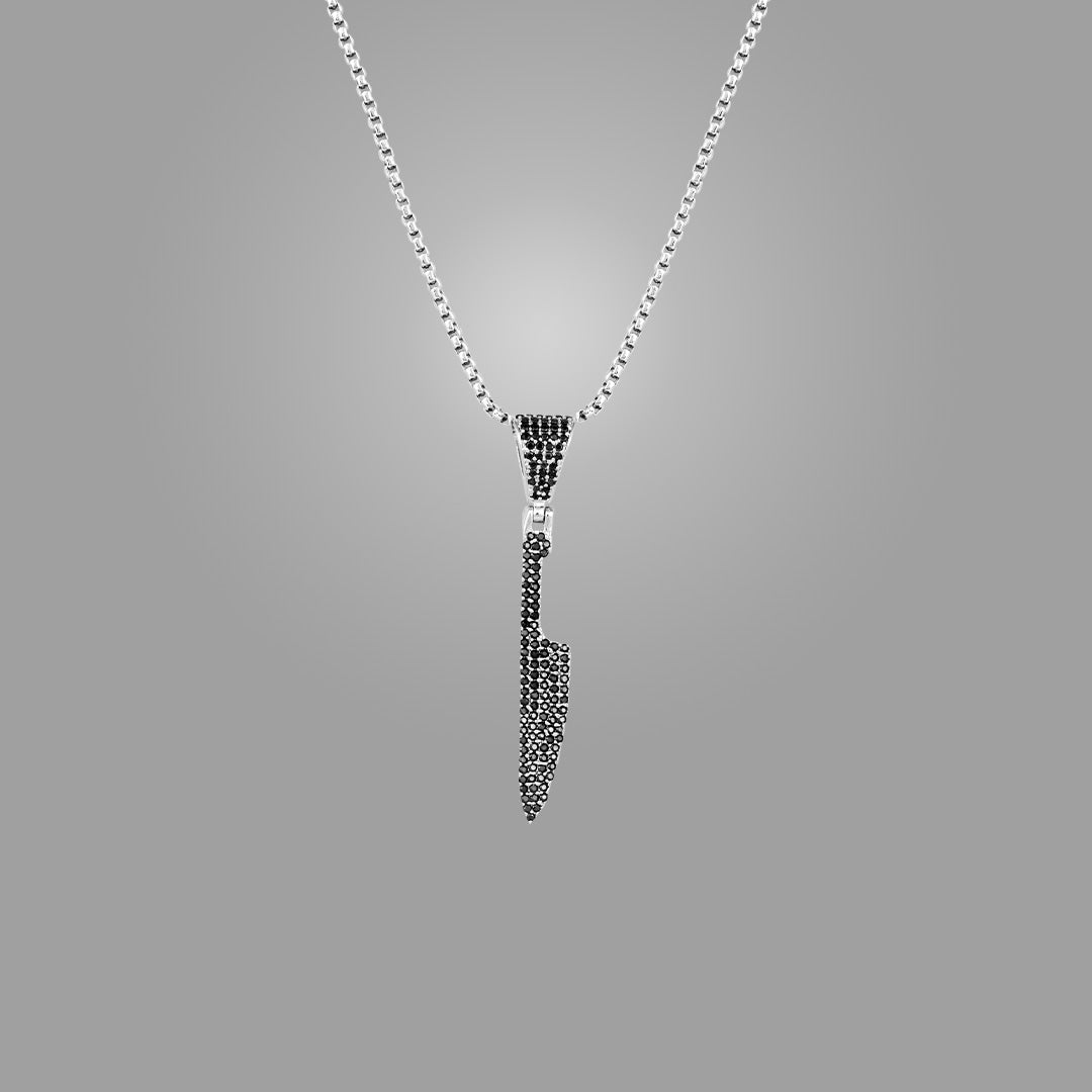 Iced Out Knife Pendant with 22" chain