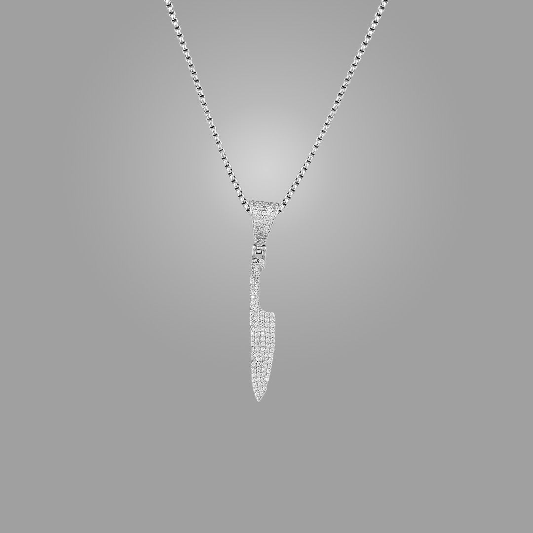 Iced Out Knife Pendant with 22" chain