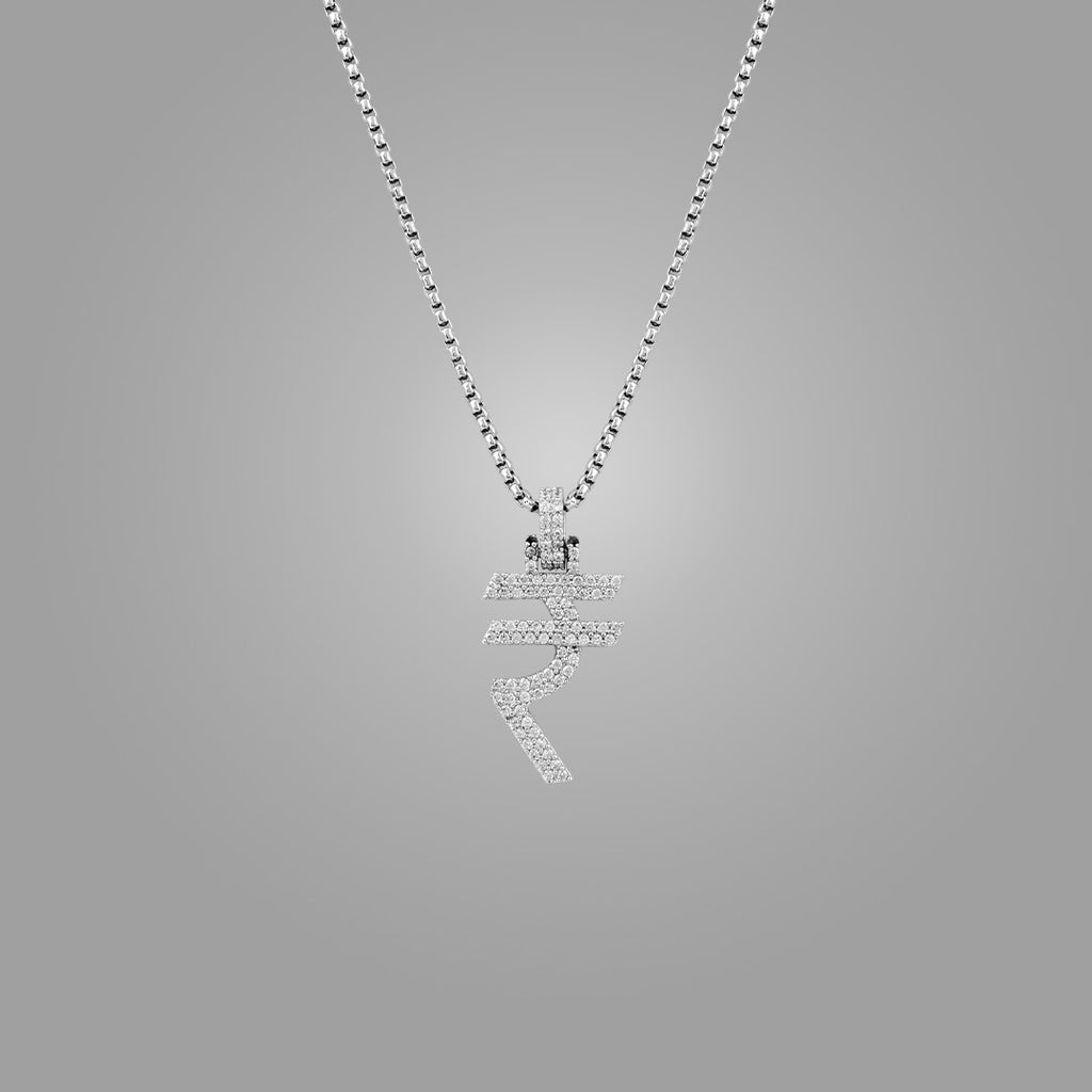 Iced Out Rupee Pendant with 22" chain