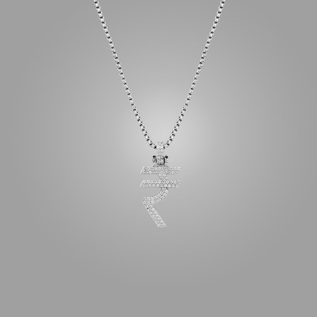 Iced Out Rupee Pendant with 22" chain