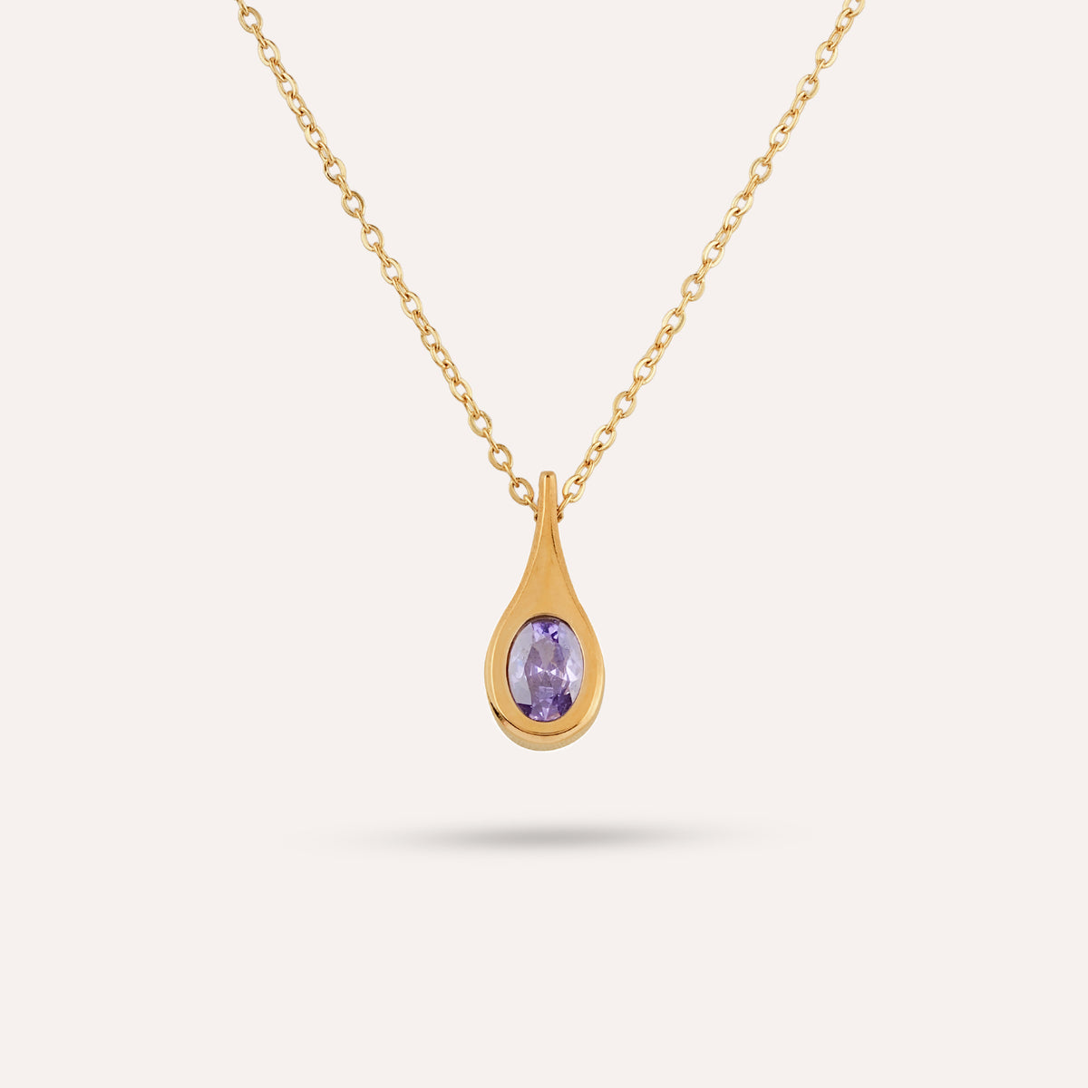 Lilla Pendant Necklace | Teardrop Stone Gold-Tone