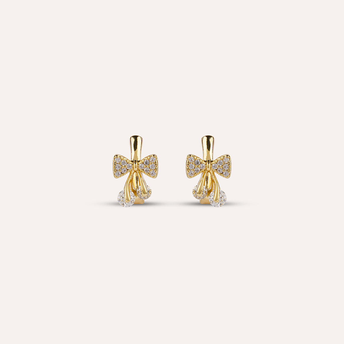 Lira Drop Earrings | Bow Stone Gold-Tone