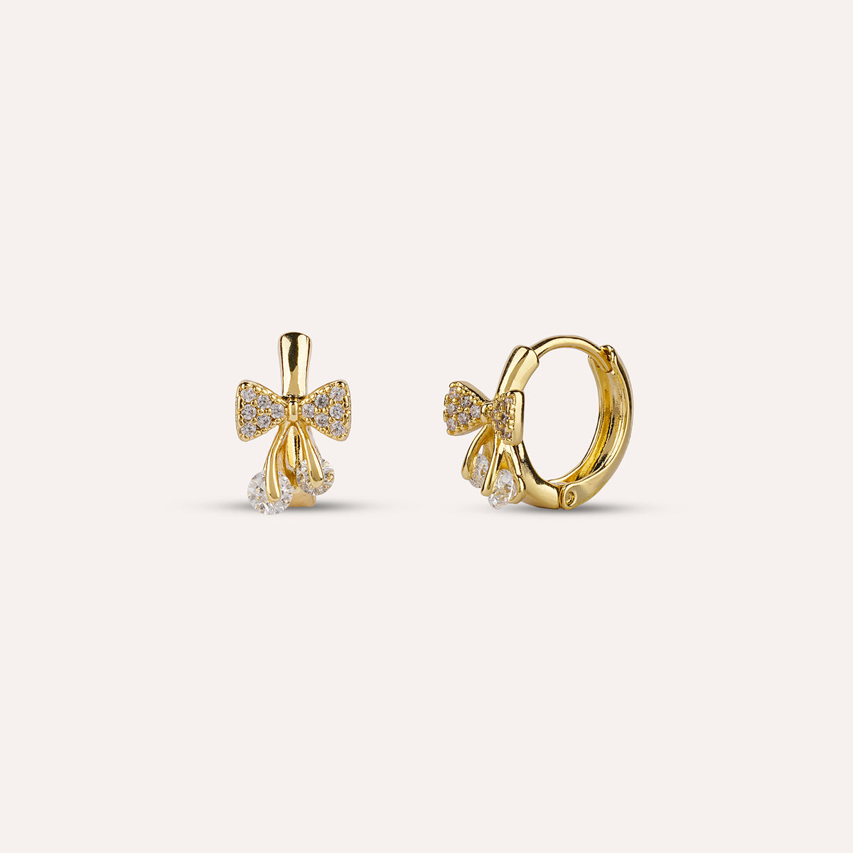 Lira Drop Earrings | Bow Stone Gold-Tone
