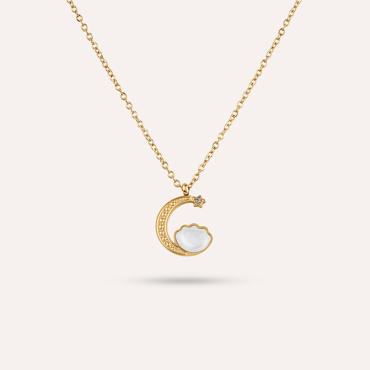 Lunara Pendant Necklace | Moon and Star Gold-Tone