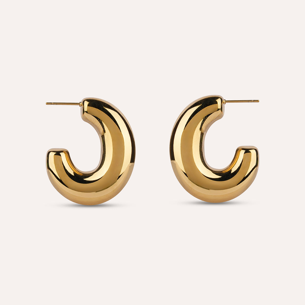 Massa Hoops | Wide Dome Gold-Tone Earrings