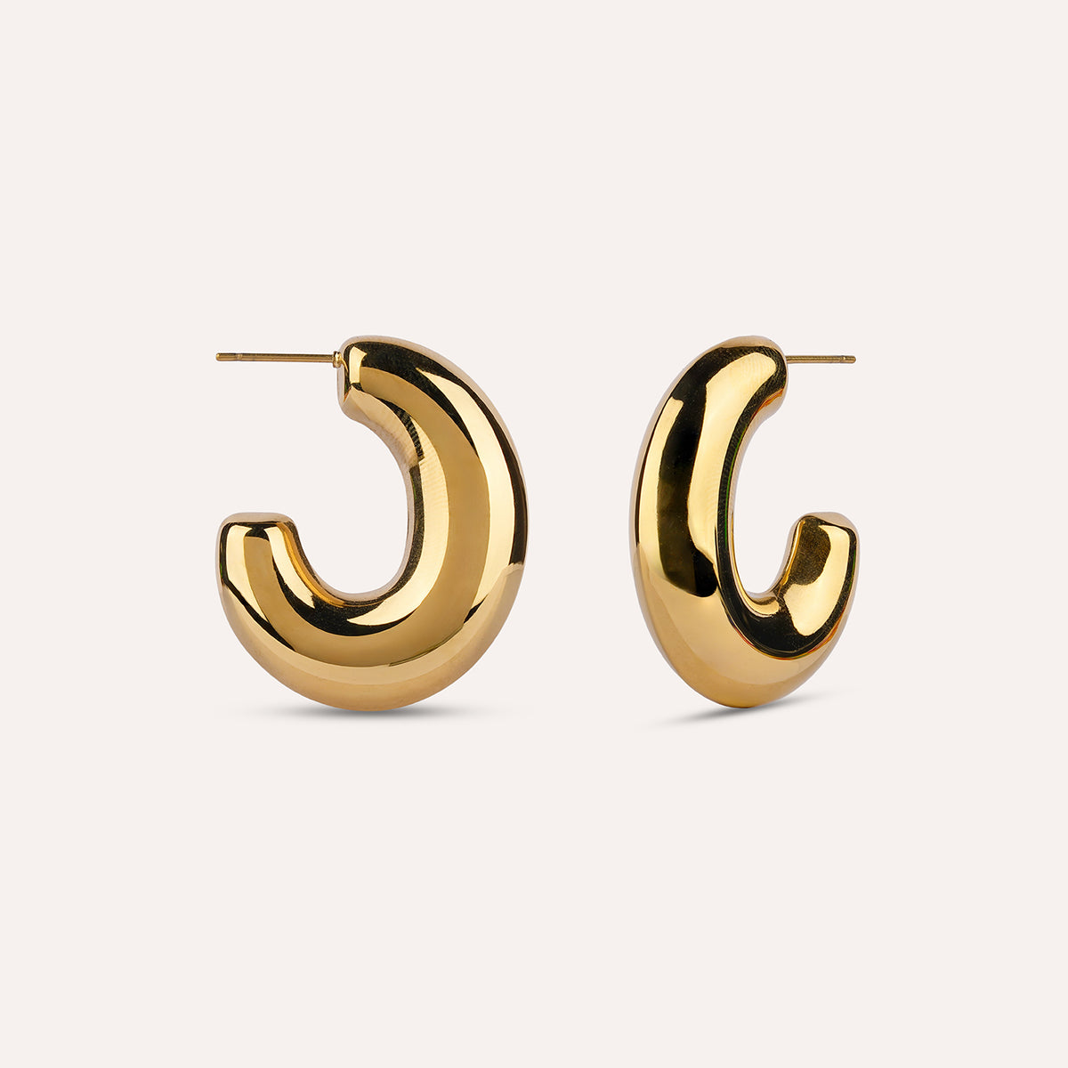 Massa Hoops | Wide Dome Gold-Tone Earrings