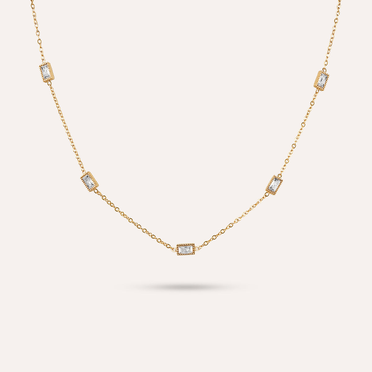 Modena Chain Necklace | Rectangle Station Gold-Tone