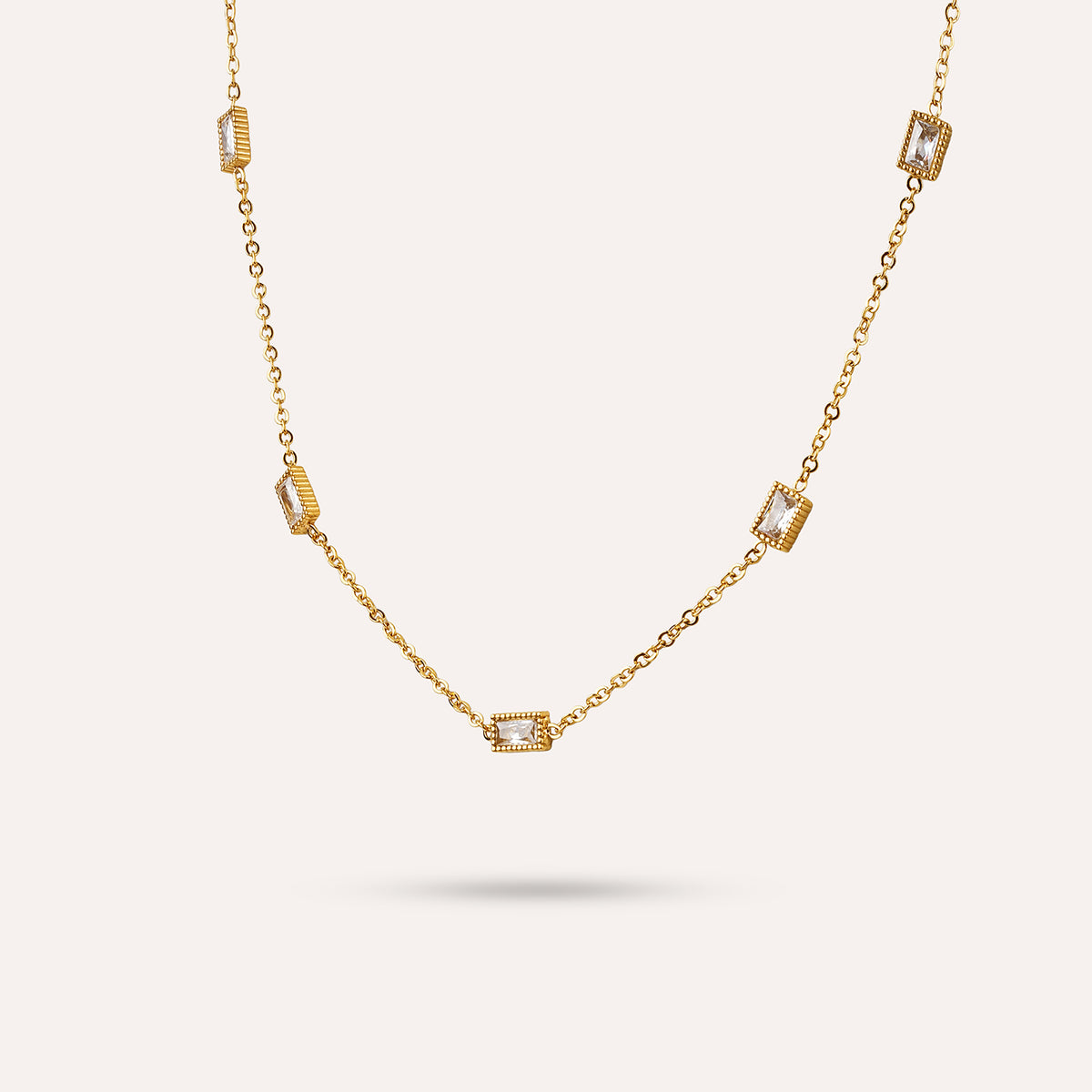 Modena Chain Necklace | Rectangle Station Gold-Tone