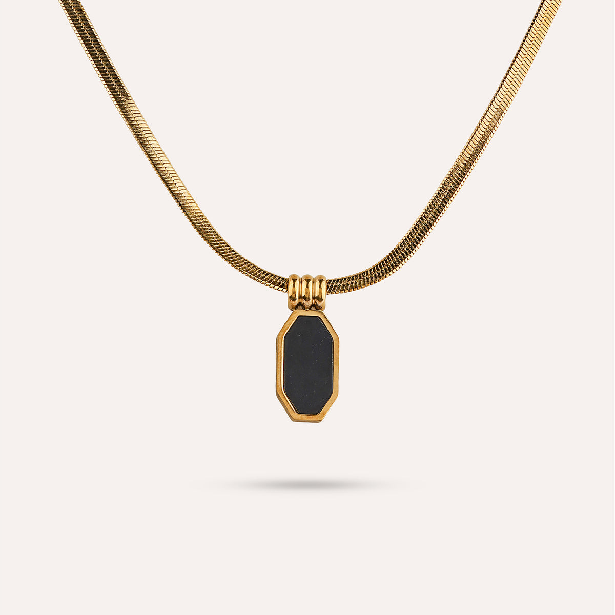 Obsidian Chain Necklace | Black Stone Herringbone