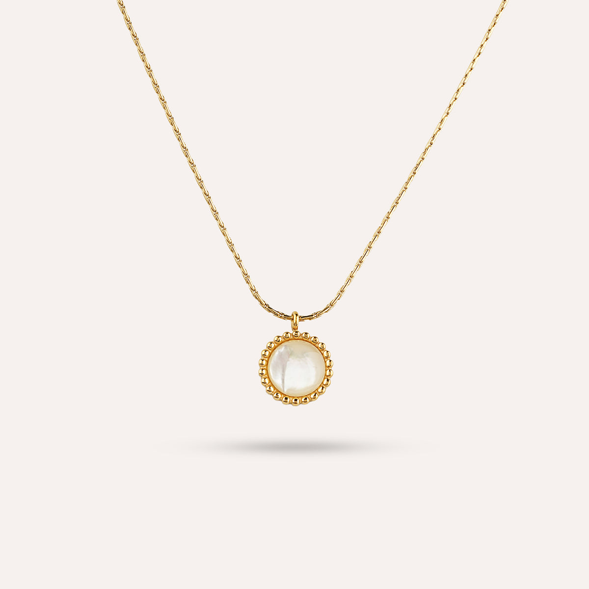 Ostia Pendant Necklace | Beaded Halo Gold-Tone Chain