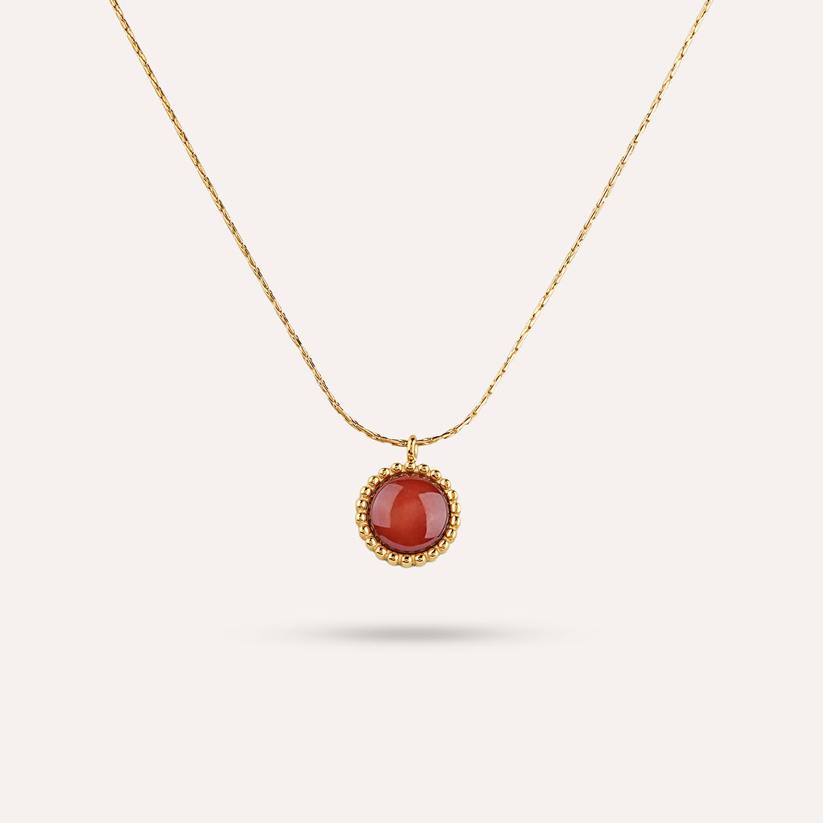 Ostia Pendant Necklace | Beaded Halo Gold-Tone Chain