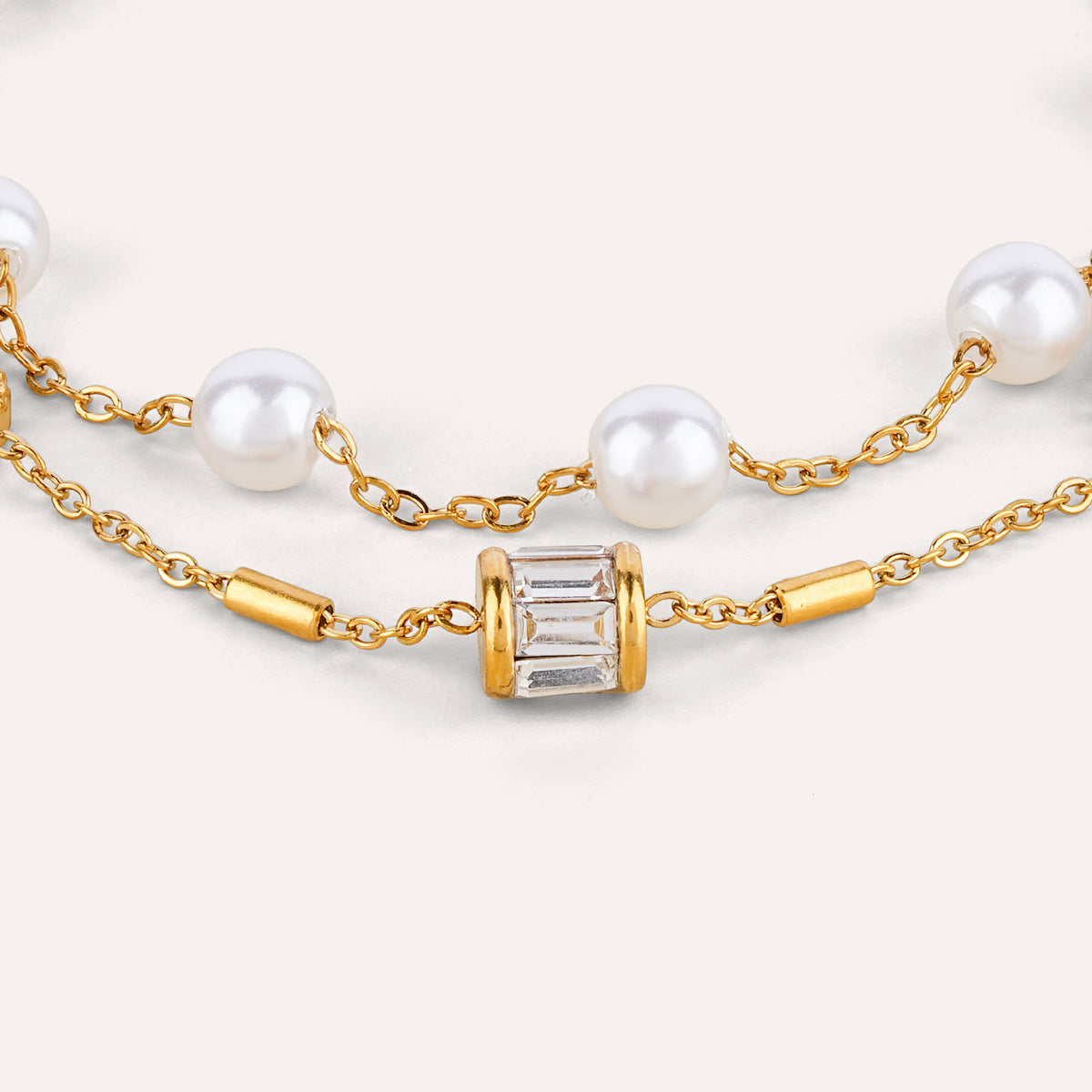 Perla Bracelet | Two Layer Pearl Bead Gold-Tone