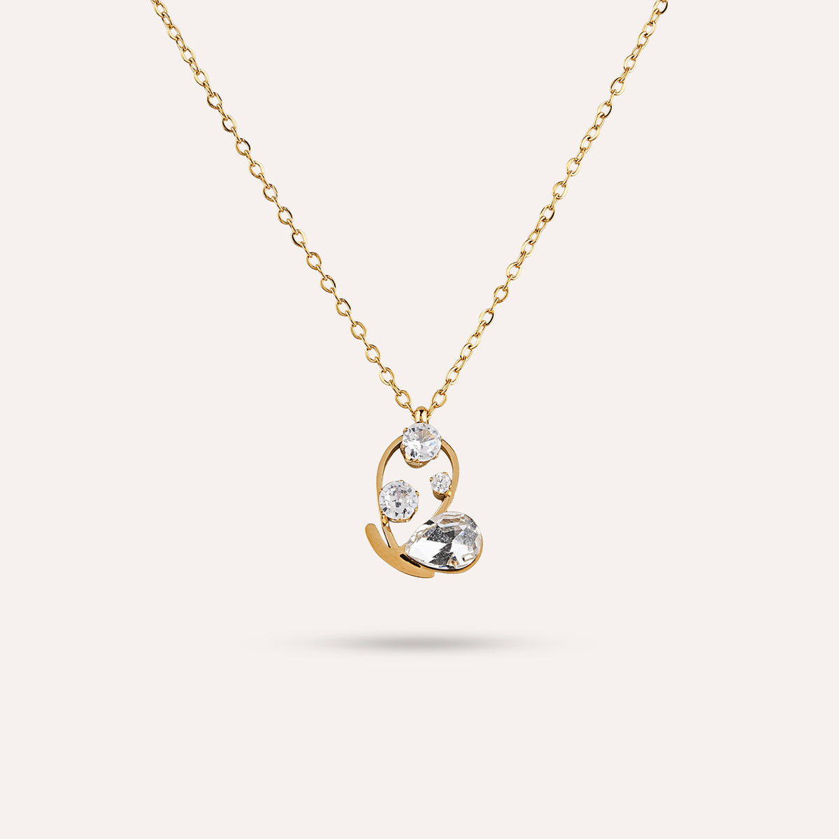 Prisma Pendant Necklace | Crystal Heart Gold-Tone