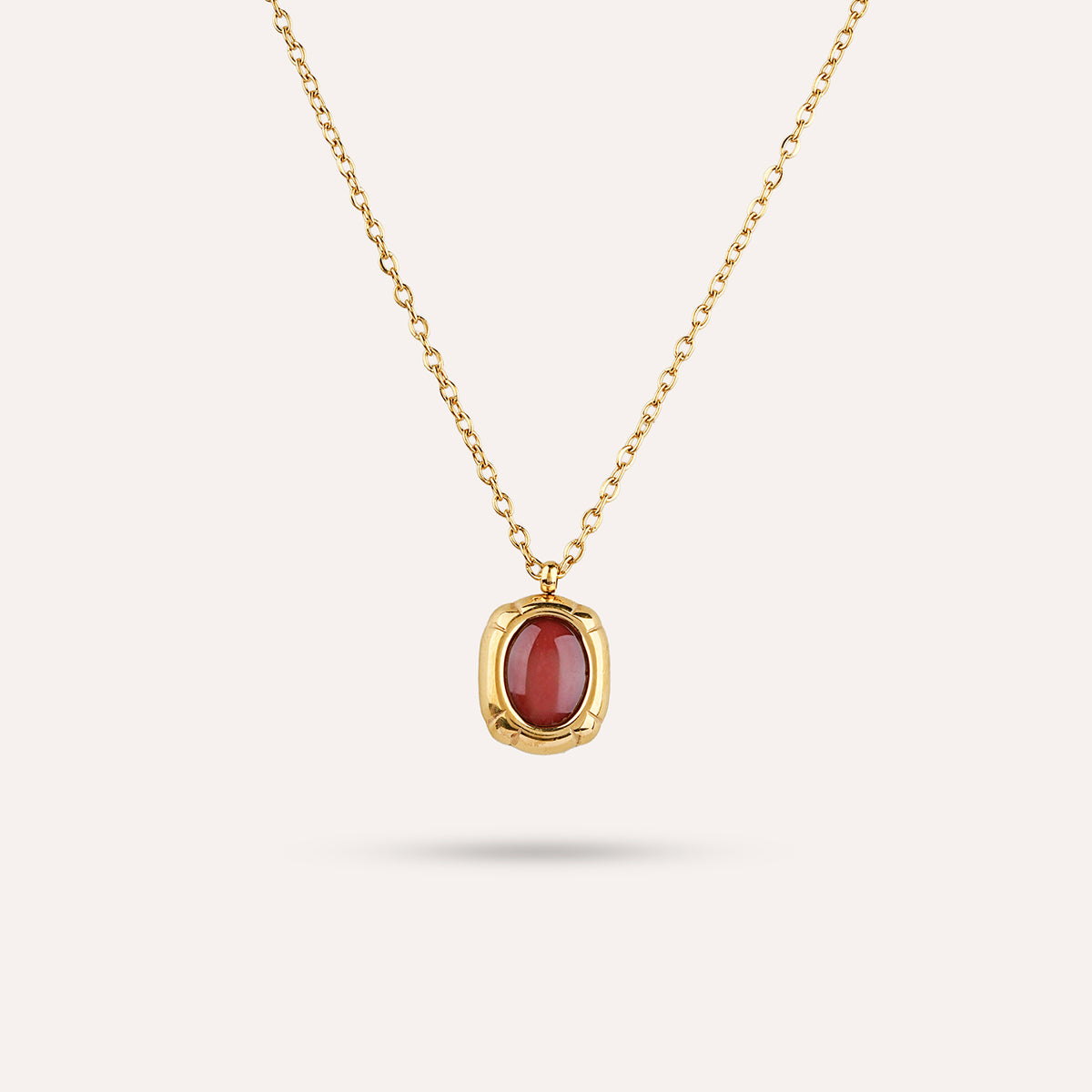 Ravenna Pendant Necklace | Oval Bezel Stone Gold-Tone
