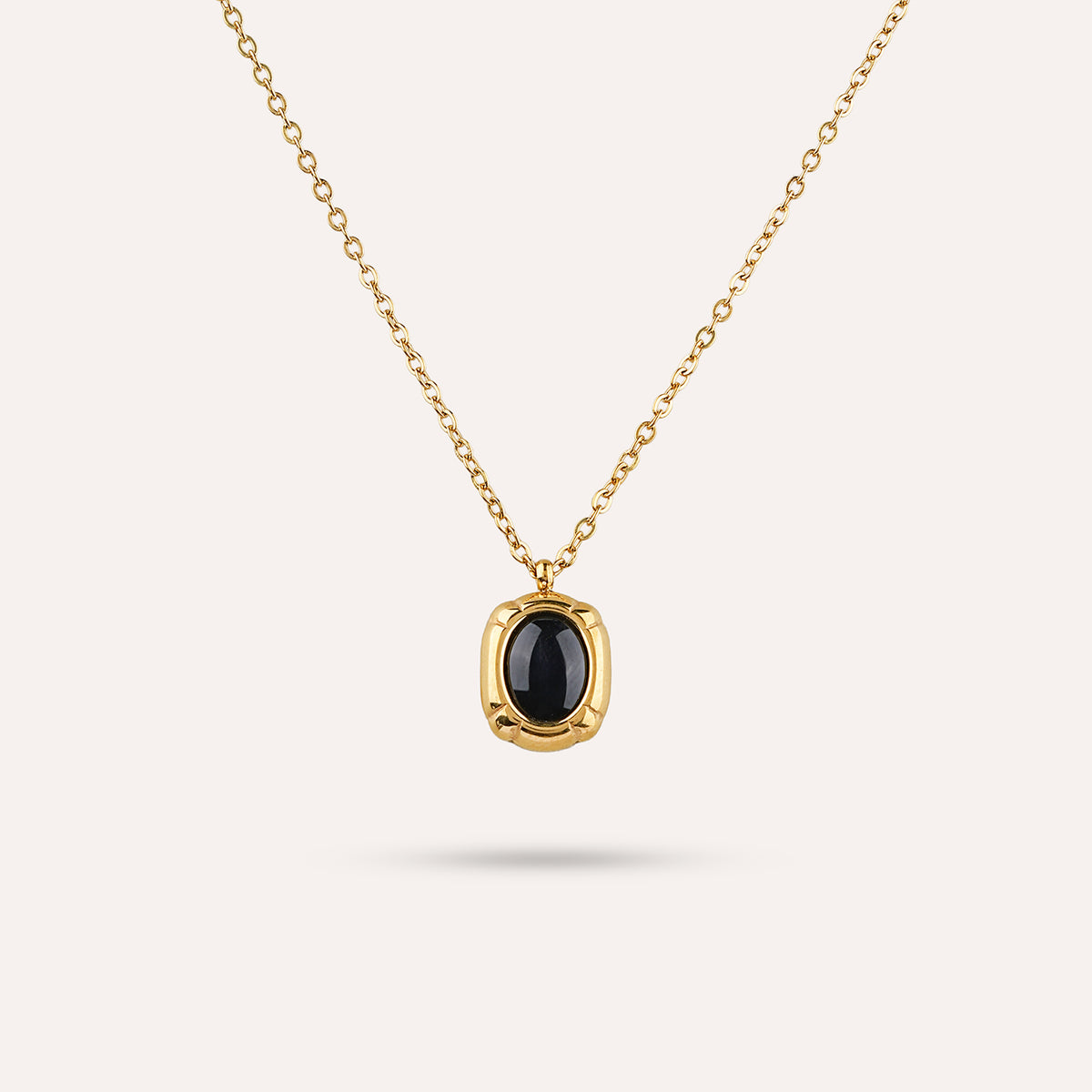 Ravenna Pendant Necklace | Oval Bezel Stone Gold-Tone