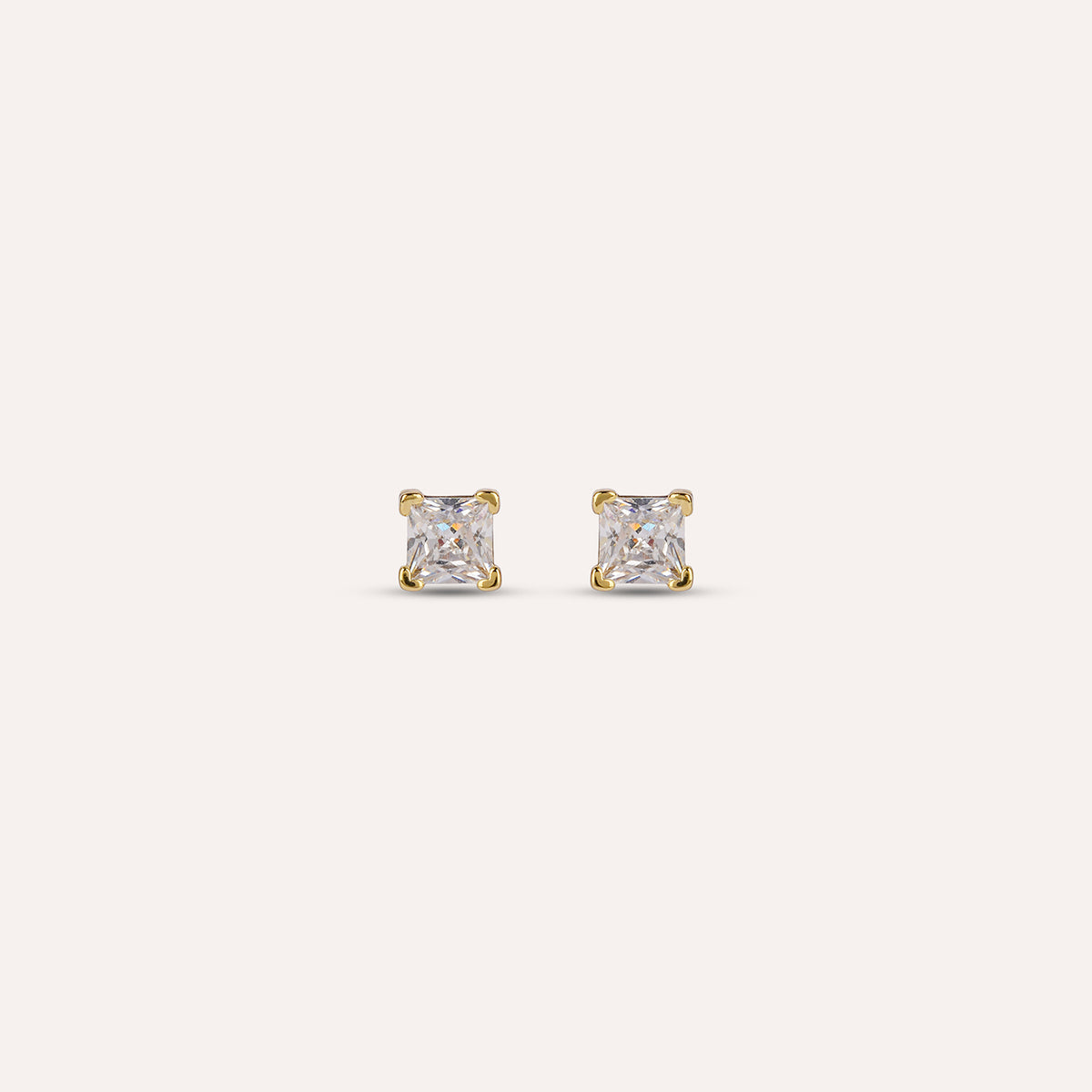 Rocca Studs | Square Stone Gold-Tone Earrings