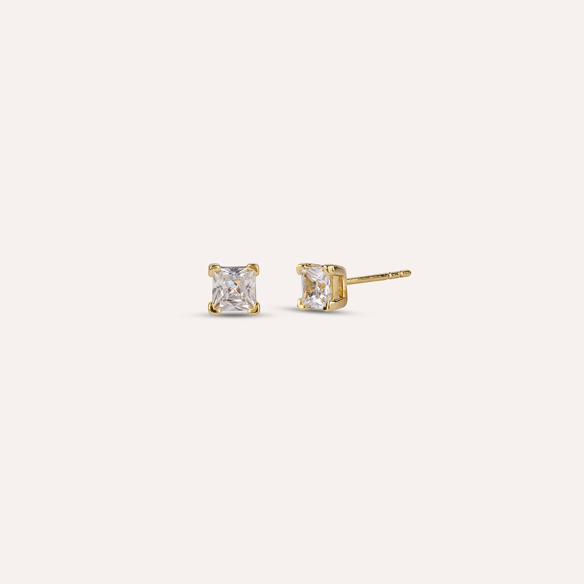 Rocca Studs | Square Stone Gold-Tone Earrings