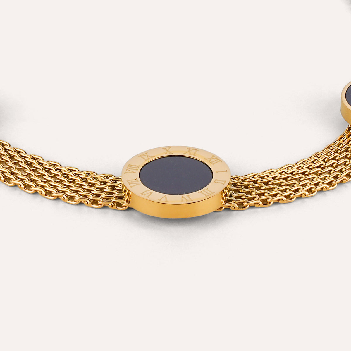 Romano Bracelet | Roman Numeral Mesh Gold-Tone