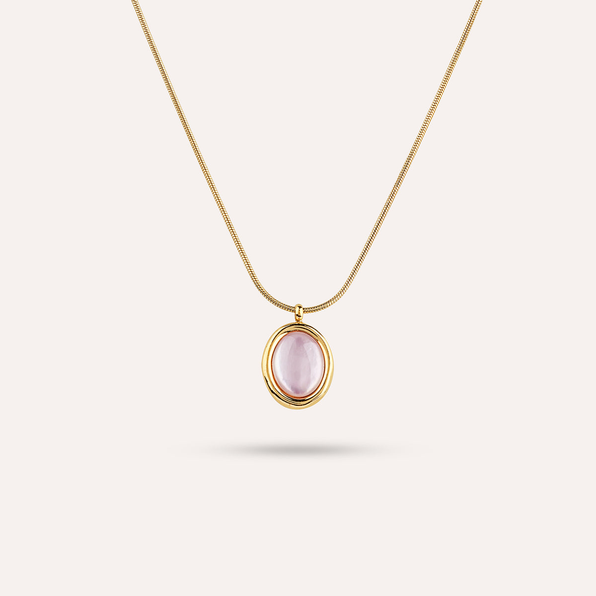 Siena Pendant Necklace | Oval Stone Gold-Tone Chain