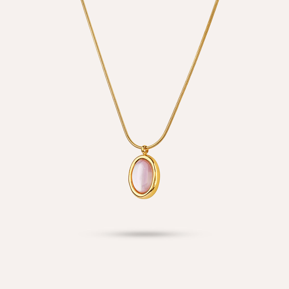 Siena Pendant Necklace | Oval Stone Gold-Tone Chain