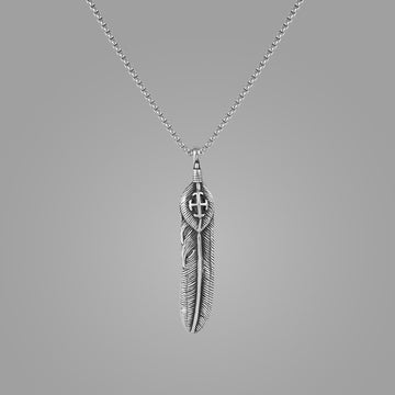 Silver Feather pendant with jared chain