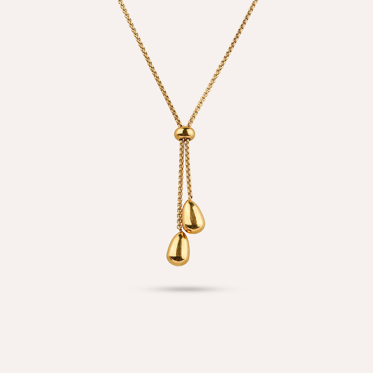 Gemini Lariat Necklace | Twin Drop Gold-Tone Chain