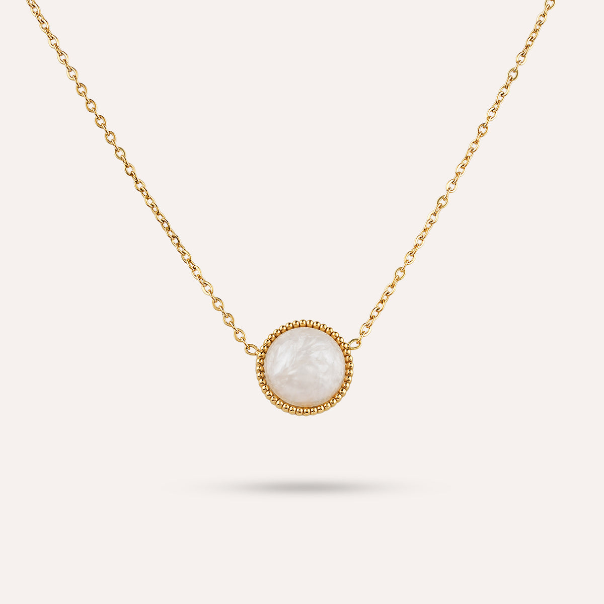 Solara Pendant Necklace | Halo Stone Gold-Tone Chain