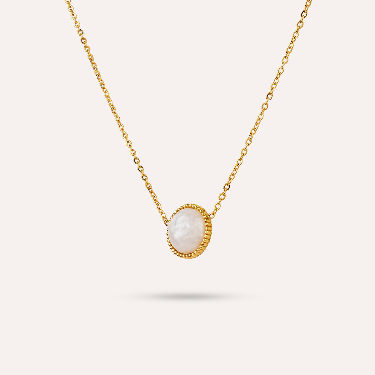 Solara Pendant Necklace | Halo Stone Gold-Tone Chain