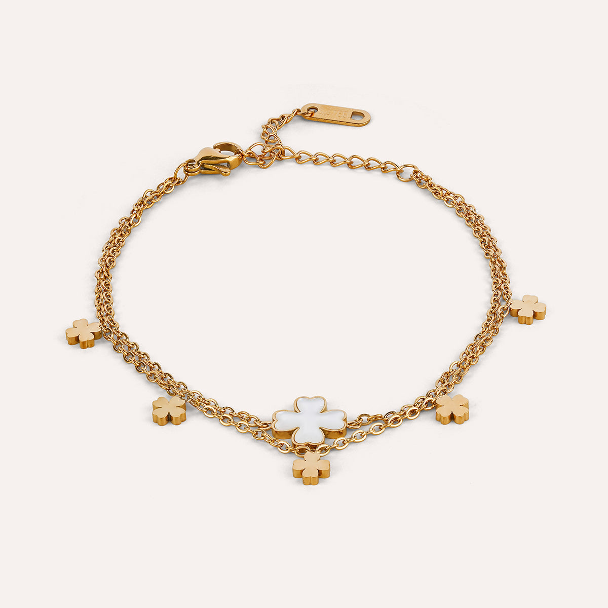 Sorte Bracelet | Clover Two Layer Gold-Tone Chain