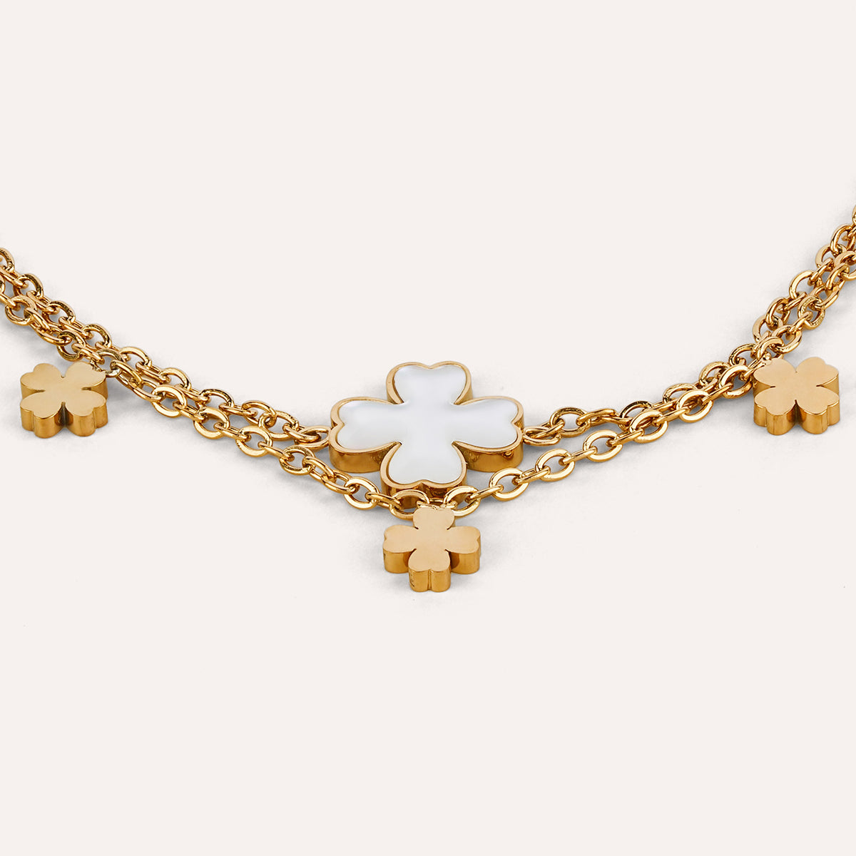 Sorte Bracelet | Clover Two Layer Gold-Tone Chain